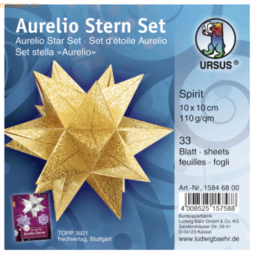 Ludwig Bähr Faltblätter Aurelio Stern Spirit 110g/qm 10x10cm gold Ludwig Bähr Faltblätter Aurelio Stern Spirit 110g/qm 10x10cm gold von Ludwig Bähr