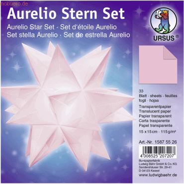 Ludwig Bähr Faltblätter Aurelio Stern Transparentpapier 115g/qm 15x15c Ludwig Bähr Faltblätter Aurelio Stern Transparentpapier 115g/qm 15x15c von Ludwig Bähr