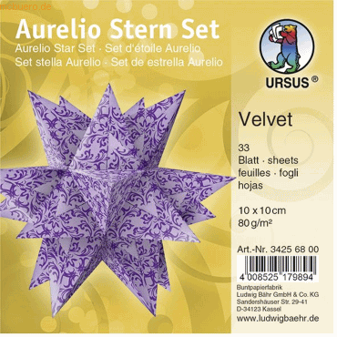 Ludwig Bähr Faltblätter Aurelio Stern Velvet 80g/qm 10x10cm lila/rosa von Ludwig Bähr