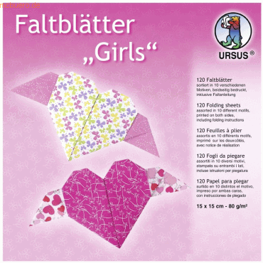 Ludwig Bähr Faltblätter Girls 80g/qm 15x15cm 10 Designs VE=120 Blatt von Ludwig Bähr