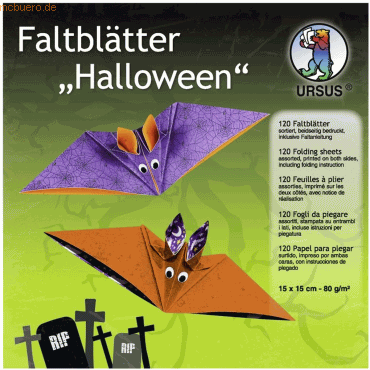 Ludwig Bähr Faltblätter 'Halloween' 80g/qm 15x15cm VE=120 Blatt 10 Mot von Ludwig Bähr