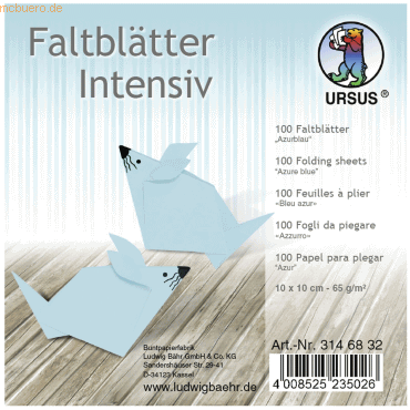 Ludwig Bähr Faltblätter Intensiv Uni 10x10cm VE=100 Blatt azurblau von Ludwig Bähr