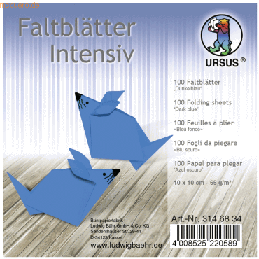 Ludwig Bähr Faltblätter Intensiv Uni 10x10cm VE=100 Blatt dunkelblau von Ludwig Bähr