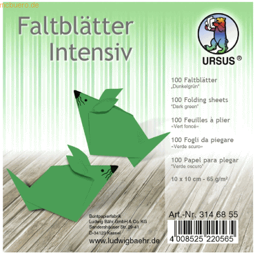 Ludwig Bähr Faltblätter Intensiv Uni 10x10cm VE=100 Blatt dunkelgrün von Ludwig Bähr