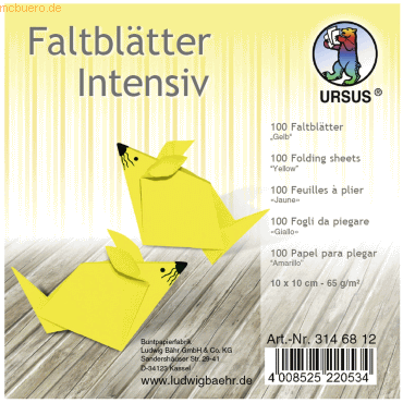 Ludwig Bähr Faltblätter Intensiv Uni 10x10cm VE=100 Blatt gelb Ludwig Bähr Faltblätter Intensiv Uni 10x10cm VE=100 Blatt gelb von Ludwig Bähr