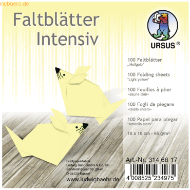 Ludwig Bähr Faltblätter Intensiv Uni 10x10cm VE=100 Blatt hellgelb von Ludwig Bähr