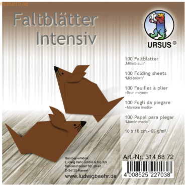 Ludwig Bähr Faltblätter Intensiv Uni 10x10cm VE=100 Blatt mittelbraun Ludwig Bähr Faltblätter Intensiv Uni 10x10cm VE=100 Blatt mittelbraun von Ludwig Bähr