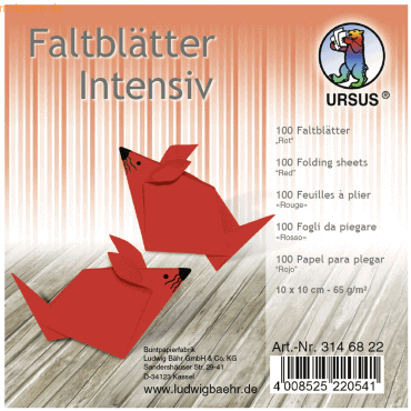 Ludwig Bähr Faltblätter Intensiv Uni 10x10cm VE=100 Blatt rot von Ludwig Bähr