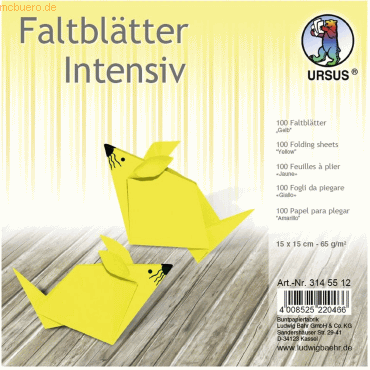 Ludwig Bähr Faltblätter Intensiv Uni 15x15cm VE=100 Blatt gelb von Ludwig Bähr