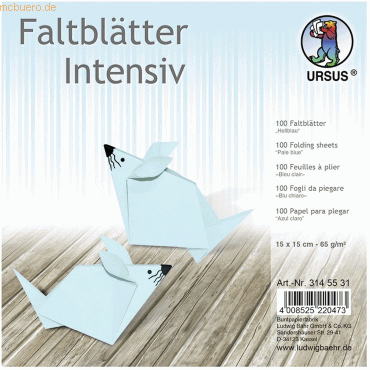 Ludwig Bähr Faltblätter Intensiv Uni 15x15cm VE=100 Blatt hellblau von Ludwig Bähr