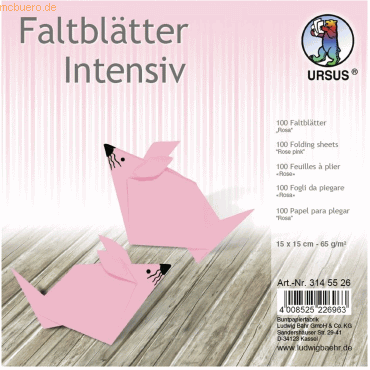 Ludwig Bähr Faltblätter Intensiv Uni 15x15cm VE=100 Blatt rosa von Ludwig Bähr