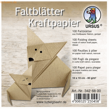 Ludwig Bähr Faltblätter Kraftpapier 80g/qm 10x10cm VE=100 Blatt von Ludwig Bähr