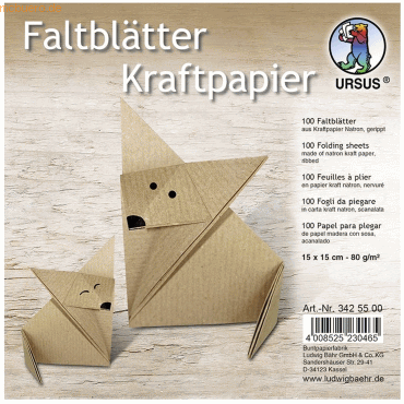 Ludwig Bähr Faltblätter Kraftpapier 80g/qm 15x15cm VE=100 Blatt von Ludwig Bähr