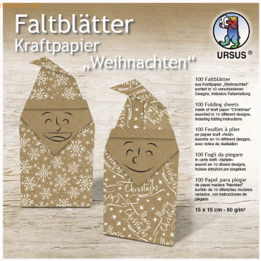 Ludwig Bähr Faltblätter Kraftpapier 80g/qm 15x15cm Weihnachten 10 Moti von Ludwig Bähr
