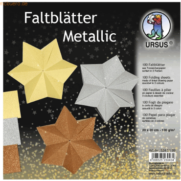 Ludwig Bähr Faltblätter Metallic 130g/qm 20x20cm VE=100 Blatt 3 Farben von Ludwig Bähr