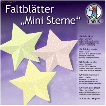 Ludwig Bähr Faltblätter Mini Sterne 80g/qm 15x15cm 12 Farben VE=120 Bl von Ludwig Bähr