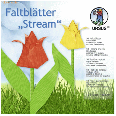 Ludwig Bähr Faltblätter Stream 120g/qm 15x15cm VE=50 Blatt 10 Farben von Ludwig Bähr