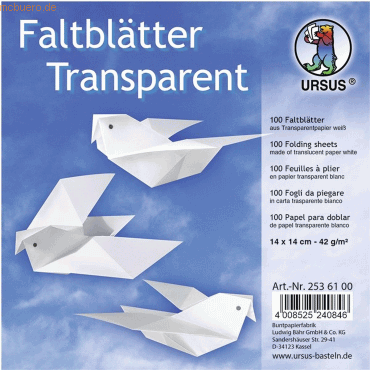 Ludwig Bähr Faltblätter 'Transparentpapier' 14x14cm 42g/qm VE=100 Blat von Ludwig Bähr