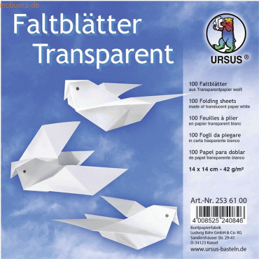 Ludwig Bähr Faltblätter 'Transparentpapier' 14x14cm 42g/qm VE=100 Blat Ludwig Bähr Faltblätter 'Transparentpapier' 14x14cm 42g/qm VE=100 Blat von Ludwig Bähr