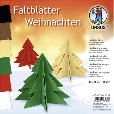 Ludwig Bähr Faltblätter Weihnachten 130g/qm 20x20cm VE=100 Blatt 6 Far von Ludwig Bähr