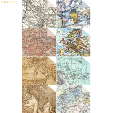 Ludwig Bähr Fotokarton 'Maps' 300g/qm 22,7X32,7cm VE=8 Bogen sortiert von Ludwig Bähr