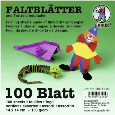 Ludwig Bähr Tonpapier-Faltblätter 130g/qm Normalfarben 14x14cm VE=100 Ludwig Bähr Tonpapier-Faltblätter 130g/qm Normalfarben 14x14cm VE=100 von Ludwig Bähr
