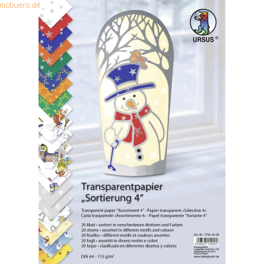 Ludwig Bähr Transparentpapier 115g/qm A4 VE=20 Blatt Sortierung 4 Ludwig Bähr Transparentpapier 115g/qm A4 VE=20 Blatt Sortierung 4 von Ludwig Bähr