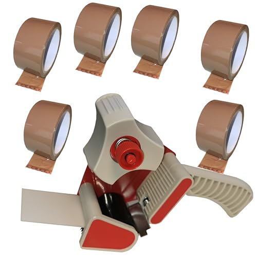 LudwigLacke Paketband-Abroller Set mit 6 Rollen Klebeband, Handabroller mit Bremse, Packband Klebebandspender LudwigLacke Paketband-Abroller Set mit 6 Rollen Klebeband, Handabroller mit Bremse, Packband Klebebandspender von LudwigLacke