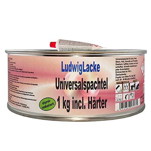 Universalspachtel Softspachtel 1 Dose Spachtelmasse 1kg & Härtertupe von Ludwiglacke