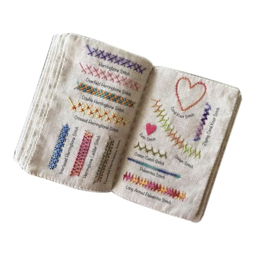 Leinenstoff Stickstiche Nähbücher, Stickstiche Sampler Buch für Anfänger und Stickerei-Enthusiasten, verbessern Sie Ihre Nähfähigkeiten von Lueear