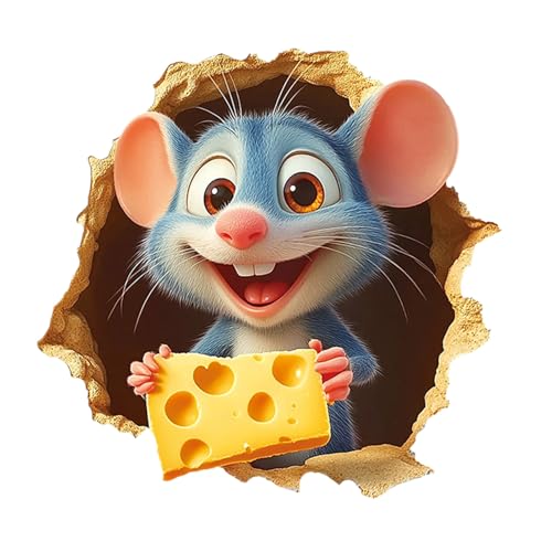 Lueear 3D-Wandkunst- : 3D-Cartoon-Loch-Aufkleber, kreativ, abziehen und aufkleben, niedlich, abnehmbar, Aufkleber für Badezimmer, Schlafzimmer, Klassenzimmer, Küche, Kinderzimmer, Heimdekoration von Lueear