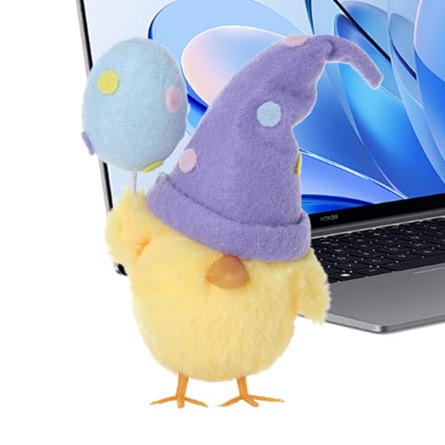 Lueear Filz Osterküken Tischdeko | Weiches Küken mit Hut Tischfigur | Lustige Ostern Foto Requisiten Ostern Party Versorgung für Kamin, Schränke, Desktop von Lueear