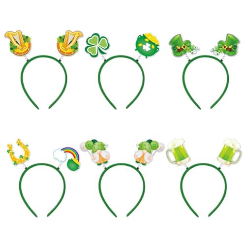 Luejnbogty 6-Teilige St. 'S Day-Stirnband-Dekoration für Kinder und Erwachsene, Niedlicher Zwerg-Haarschmuck, Grün von Luejnbogty