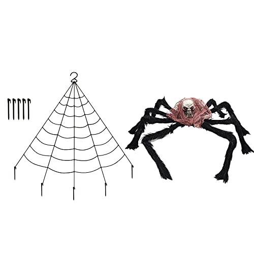 Luejnbogty Halloween Dekorationen SchäDel Spinne mit Dreieckigem Spinnennetz Satz für Friedhof Rasen im Freien Halloween von Luejnbogty