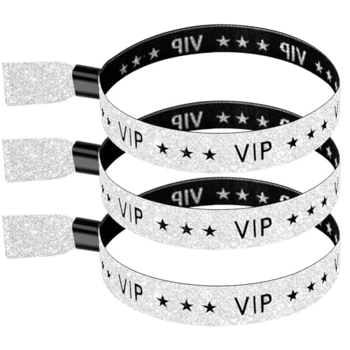 Luejnbogty Packung mit 100 Event-Armbändern aus VIP-Stoff, farbige Stoffarmbänder für Aktivitäten, Partys (Silber), einfach zu verwenden von Luejnbogty