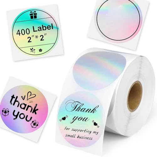 Luejnbogty Set mit Thermoetiketten, 2 Zoll – 400 Stück – runde selbstklebende Etiketten für Thermodirektdrucker – Set für Farbcodierungsetiketten, Logo. von Luejnbogty