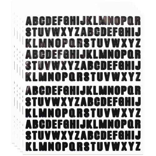 0,5 Zoll Buchstaben Aufkleber Wetterfest,5 Blätter 1040 Stücke Selbstklebendes Vinyl Alphabet Kit für Scrapbook, Briefkasten, Schwarze Bretter, Namensschild - Schwarz von LuenHego