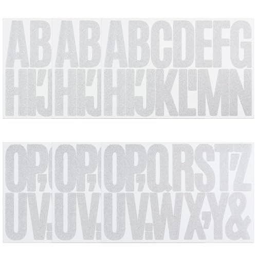 105 Stücke Großes Buchstaben Aufkleber,6 Blätter Glitzern und Funkeln Selbstklebendes Vinyl Buchstaben Kit für Postfach,Schilder, Scrapbook, DIY und Basteln, Klebebuchstaben Wetterfest, 3 zoll Silber von LuenHego