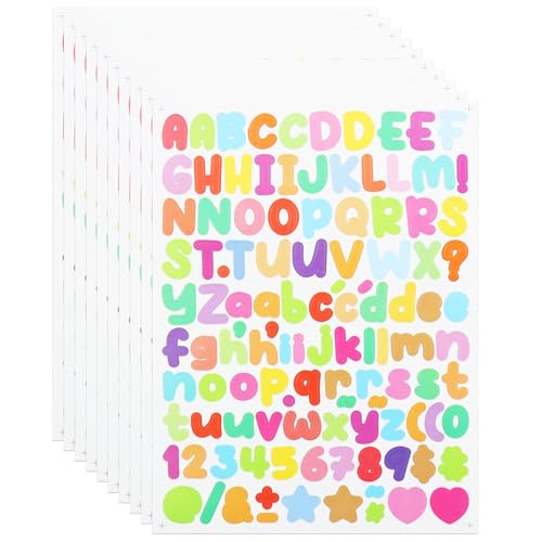 1120 Stücke Buchstaben Aufkleber,10 Blätter Selbstklebendes Vinyl Buchstaben Zahlen Kit für Schilder, Name, Adressnummer, Wasserflasche,Scrapbook, DIY und Basteln - Multi von LuenHego