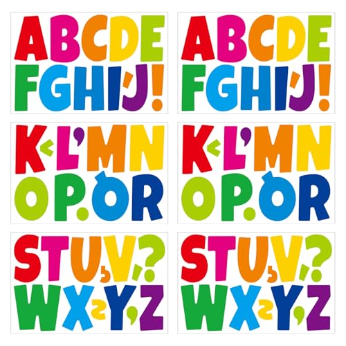 3 Zoll Buchstaben Aufkleber,6 Blätter Selbstklebendes Vinyl Großes Alphabet Kit für Scrapbook, DIY und Basteln, Klebebuchstaben Wetterfest Multicolor von LuenHego