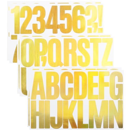 3 Zoll Buchstaben Zahlen Aufkleber,6 Blätter 96 Stück Selbstklebendes Vinyl Großes Alphabet Kit für Scrapbook, DIY und Basteln, Klebebuchstaben Wetterfest - Gold 3 Zoll Buchstaben Zahlen Aufkleber,6 Blätter 96 Stück Selbstklebendes Vinyl Großes Alphabet Kit für Scrapbook, DIY und Basteln, Klebebuchstaben Wetterfest - Gold von LuenHego
