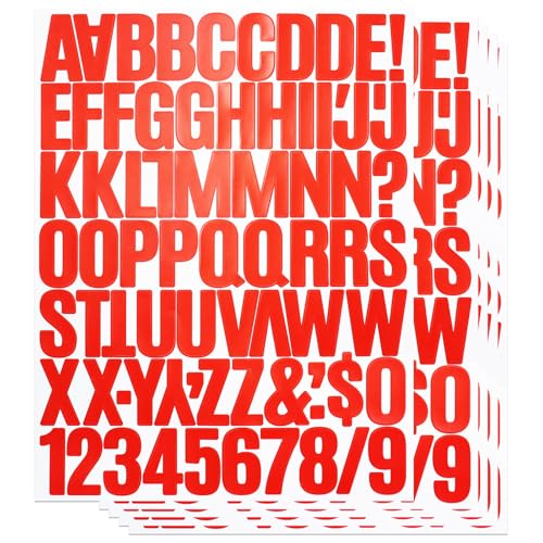360 Stücke Buchstaben Aufkleber,5 Blätter 1,5 Zoll Selbstklebendes Vinyl Buchstaben Punzierung Kit für Postfach,Scrapbook, DIY und Basteln, Klebebuchstaben Wetterfest - Rot von LuenHego