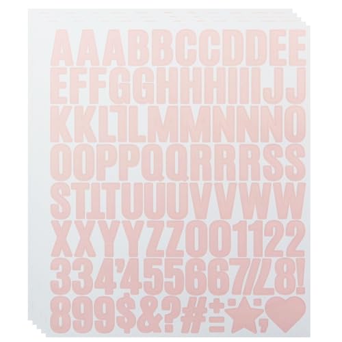 490 Stücke Buchstaben Aufkleber,5 Blätter 1 Zoll Selbstklebendes Vinyl Buchstaben Punzierung Kit für Postfach,Scrapbook, DIY und Basteln, Klebebuchstaben Wetterfest - Rosa von LuenHego
