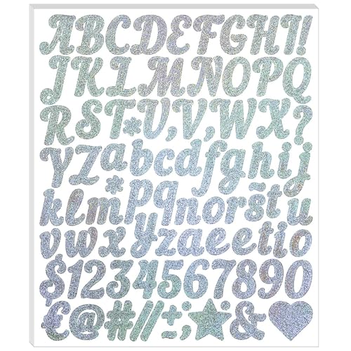 528 Stücke Kursiv Buchstaben Aufkleber,6 Blätter Selbstklebendes Vinyl Buchstaben Zahlen Kit für Scrapbook, DIY,Basteln,Wasserflasche und Namensschild,Silber 528 Stücke Kursiv Buchstaben Aufkleber,6 Blätter Selbstklebendes Vinyl Buchstaben Zahlen Kit für Scrapbook, DIY,Basteln,Wasserflasche und Namensschild,Silber von LuenHego