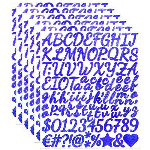 630 Stücke Buchstaben Aufkleber,6 Blätter 1 Zoll Selbstklebendes Vinyl Buchstaben Punzierung Kit für Postfach,Scrapbook, DIY und Basteln, Klebebuchstaben Wetterfest - Blau von LuenHego
