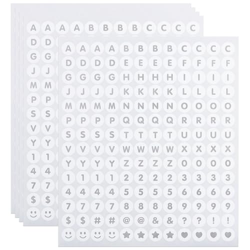840 Stück Kleinbuchstaben-Zahlen-Aufkleber, 1,3 cm Großbuchstaben, Zahlen, Satzzeichen, Aufkleber für Scrapbooking, Basteln, Weiß 840 Stück Kleinbuchstaben-Zahlen-Aufkleber, 1,3 cm Großbuchstaben, Zahlen, Satzzeichen, Aufkleber für Scrapbooking, Basteln, Weiß von LuenHego