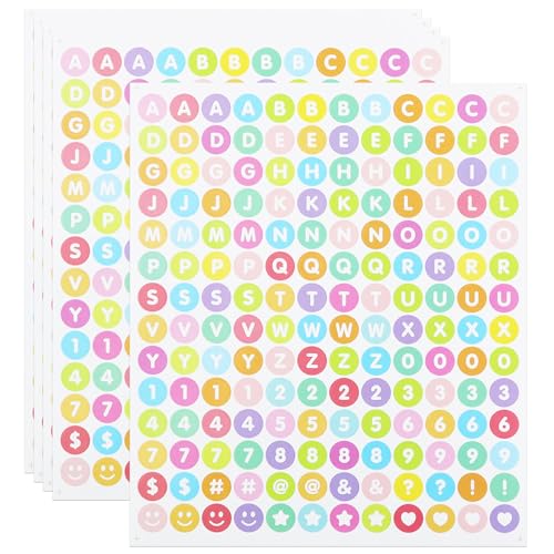 840 Stück runde Punkte, kleine Buchstaben, Zahlenaufkleber, 5 Bögen, 1,3 cm Großbuchstaben, Aufkleber für Scrapbooking, Basteln, Bonbonfarbe 840 Stück runde Punkte, kleine Buchstaben, Zahlenaufkleber, 5 Bögen, 1,3 cm Großbuchstaben, Aufkleber für Scrapbooking, Basteln, Bonbonfarbe von LuenHego