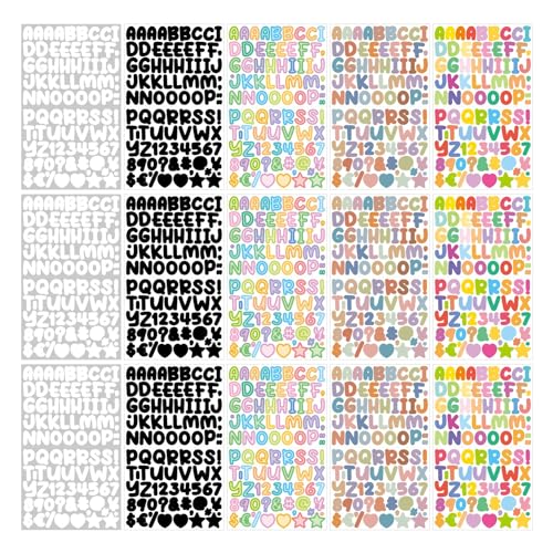 Buchstaben Aufkleber 15 Blätter Kleine Selbstklebende Buchstaben mit Zahlen Aufkleber klebebuchstaben für DIY Scrapbooking, Schwarz, Weiß, Bunt von LuenHego