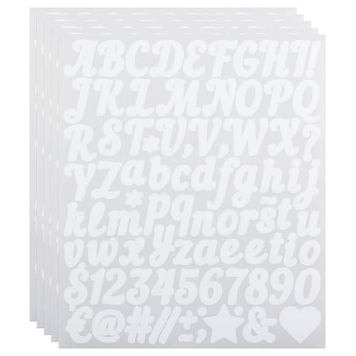Kleine Buchstaben Aufkleber, 1 Zoll 440 Stück Buchstaben und Zahlen Aufkleber für Scrapbook, Wasserflasche, Namensschild, klebebuchstaben wetterfest - weiß von LuenHego