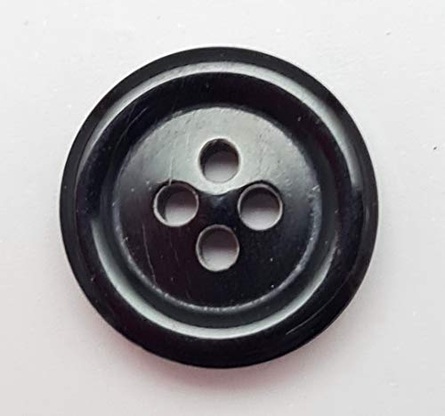 5011 Echt Horn Knopf schwarz, 15mm, 24 Stück von Lüna Knöpfe